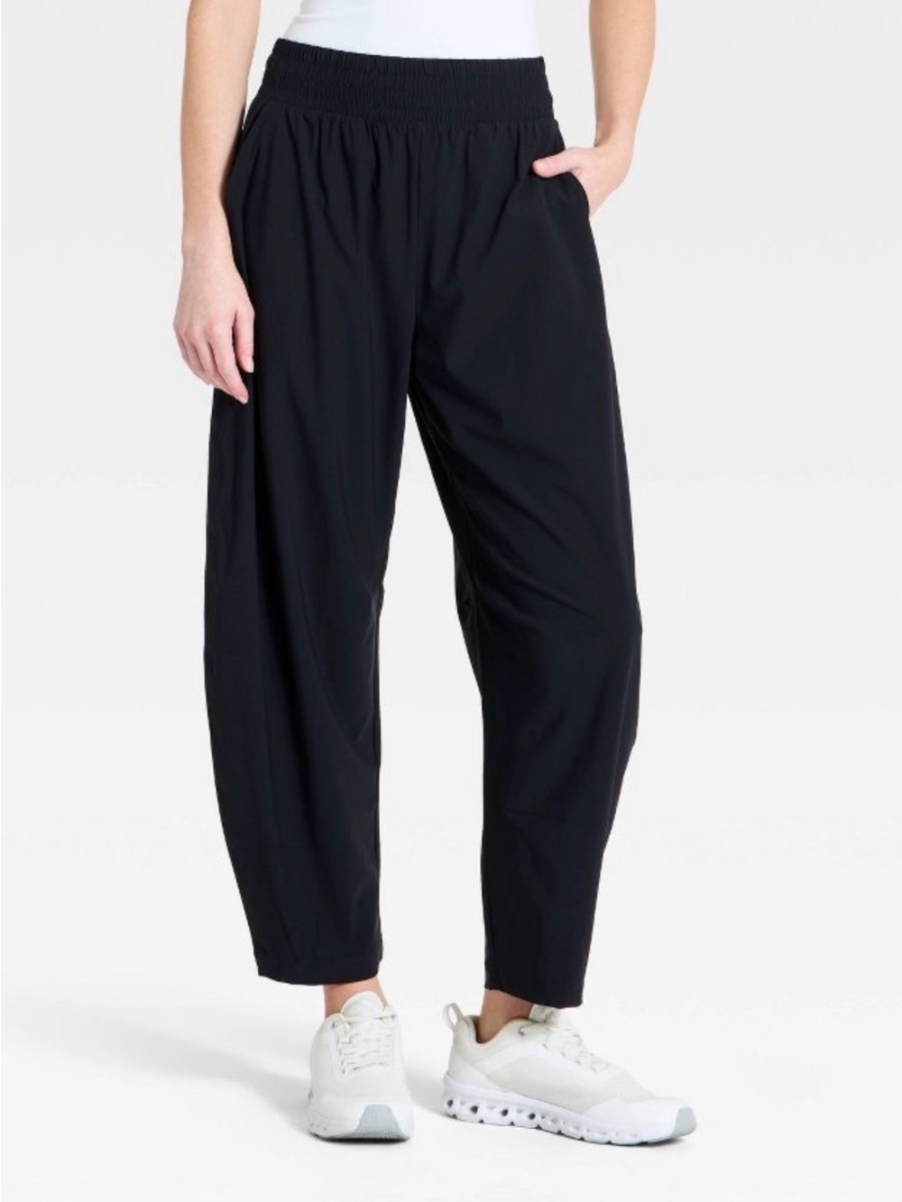 all in motion Black Smocked-Waist Relaxed Joggers